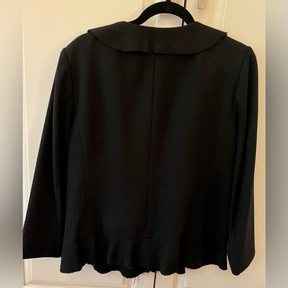 Vintage J Crew black blazer ruffled collar, rough hemline, snap button close, M - Picture 3 of 6